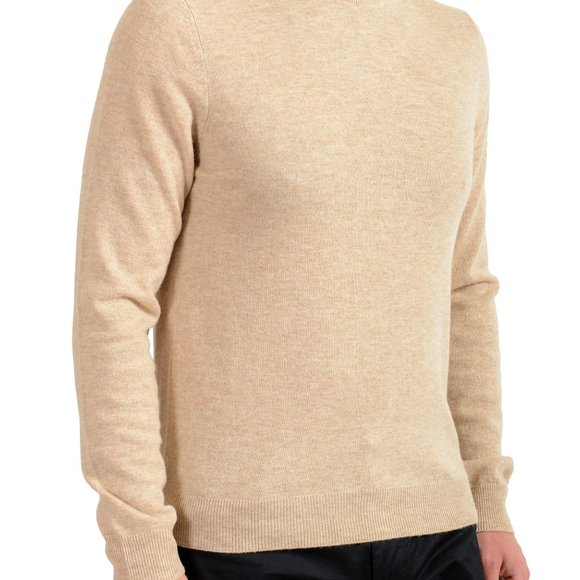 Malo Optimum Men's Light Beige Wool Cashmere Mockneck Pullover Sweater - Picture 2 of 6
